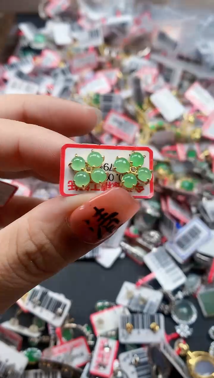 银S925镶嵌戒指翡翠天然A货缅甸翡翠