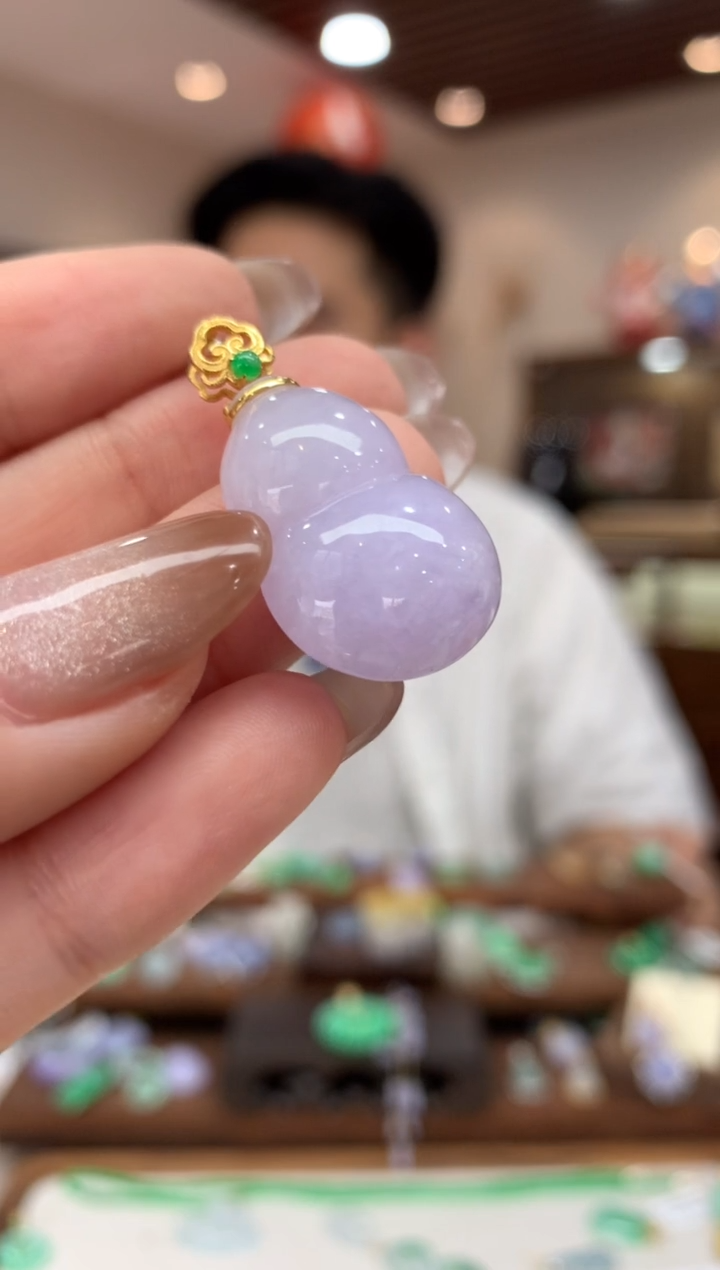 【闪购商品】翡翠18K金镶嵌吊坠(不含链)葫芦