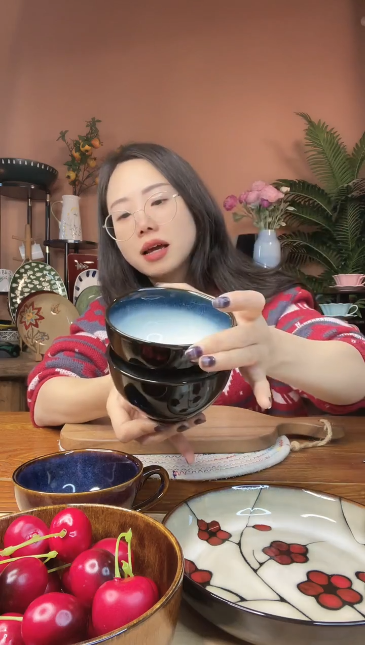 陶瓷4.5英寸渐变蓝米饭碗 2件 微瑕疵