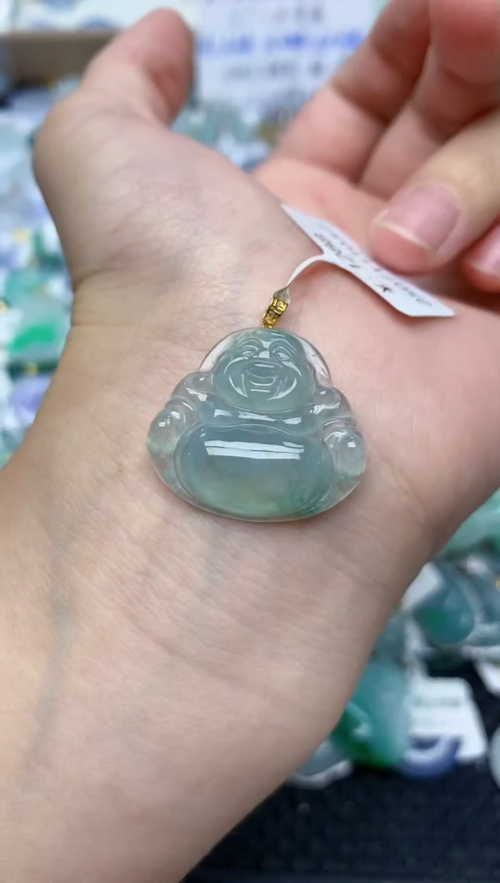 翡翠18K金镶嵌颈饰天然缅甸A货翡翠