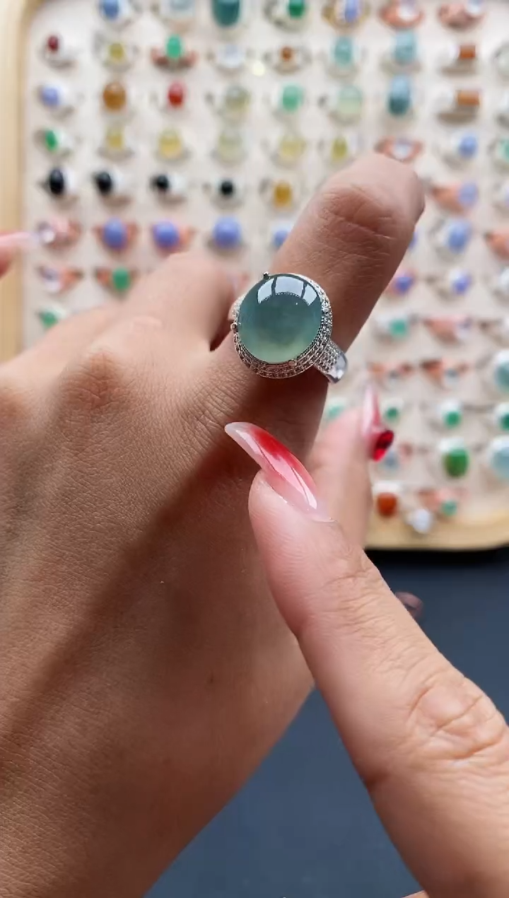 【闪购商品】翡翠戒指未镶嵌缅甸天然A货翡翠555 4+8