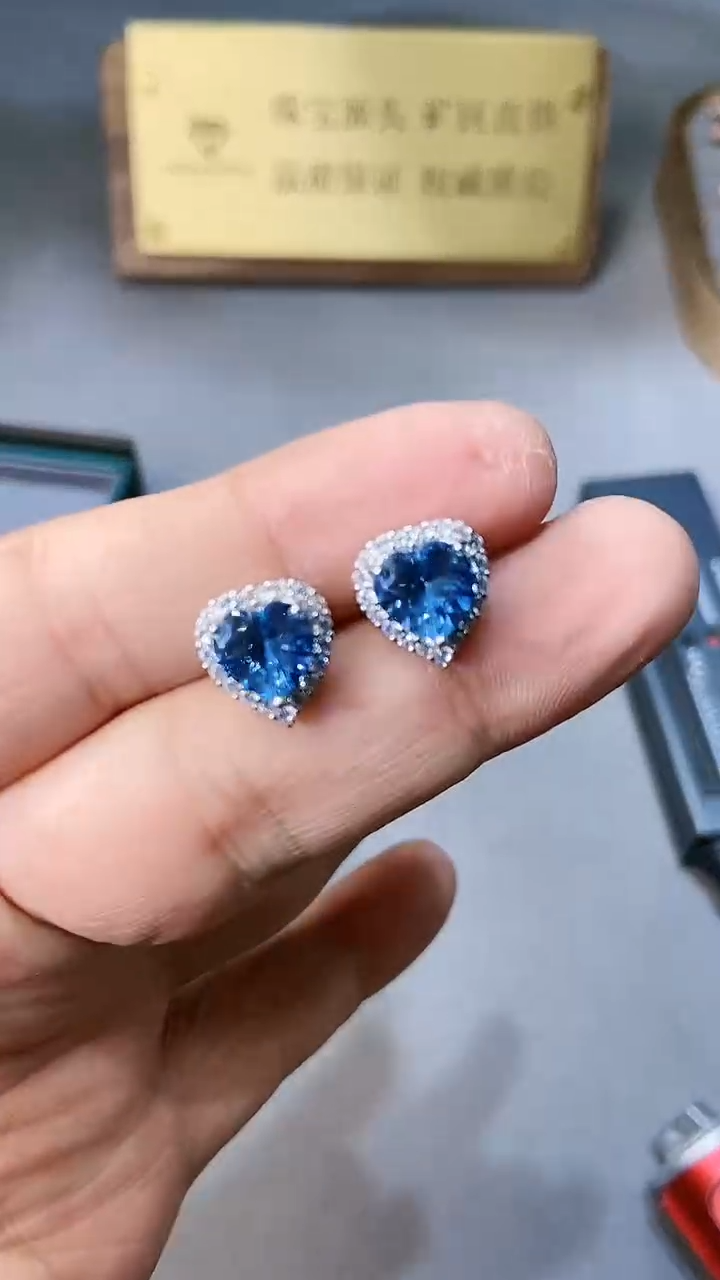 【闪购商品】海蓝宝石耳饰银S925镶嵌354