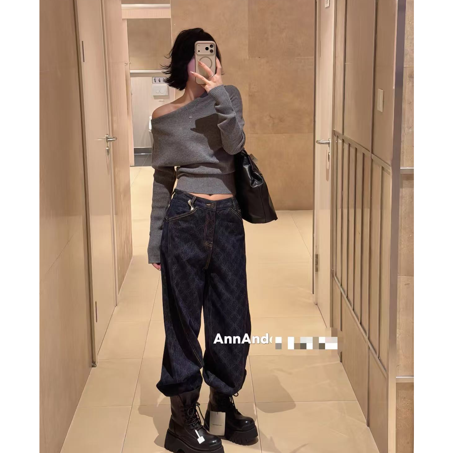 感受一下ANN暗纹提花牛仔裤的魅力多种搭配