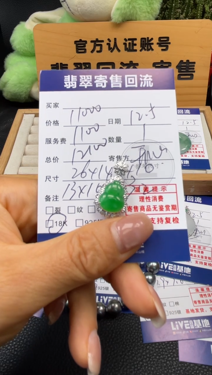 颈饰18K金镶嵌翡翠10151478