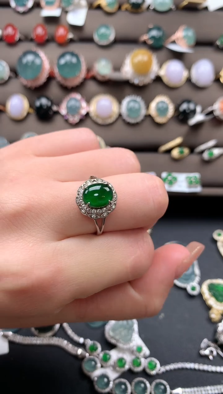 【闪购商品】翡翠戒指银S925镶嵌13131