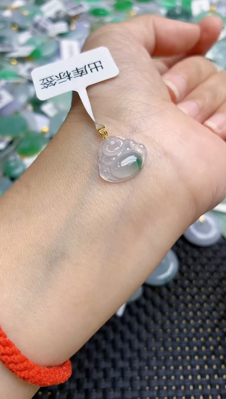 翡翠18K金镶嵌颈饰天然缅甸A货翡翠百元以上9元证书费自理