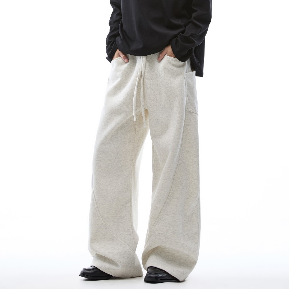 INZYIFUIEE大口袋弯刀卫裤分割线条宽松长裤阔腿运动百搭休闲裤