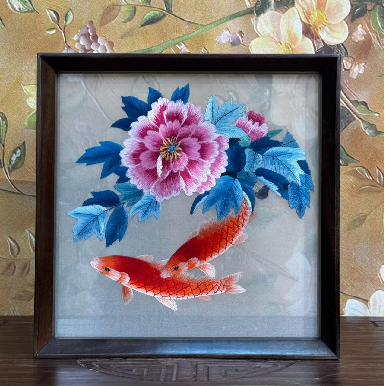 手绣双面绣古风苏绣牡丹锦鲤刺绣精美款式小摆件送礼