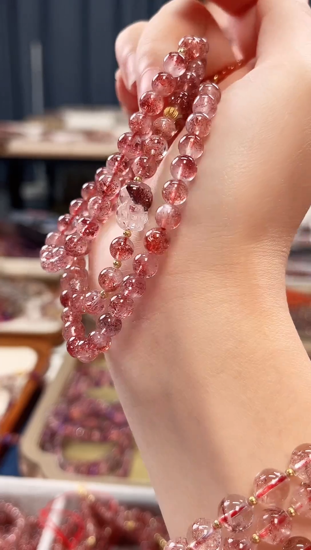 未镶嵌手串水晶金草莓超七项链6mm【多样性发一】