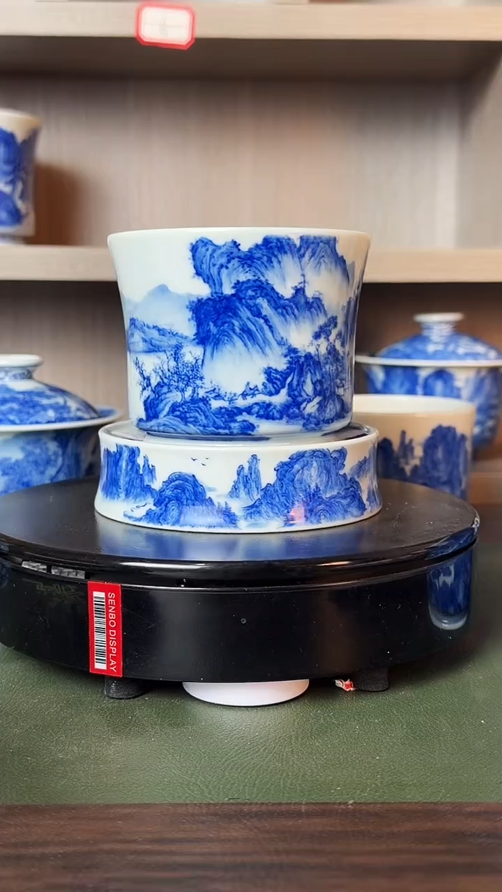 Y*精工青花宋画山水容天杯