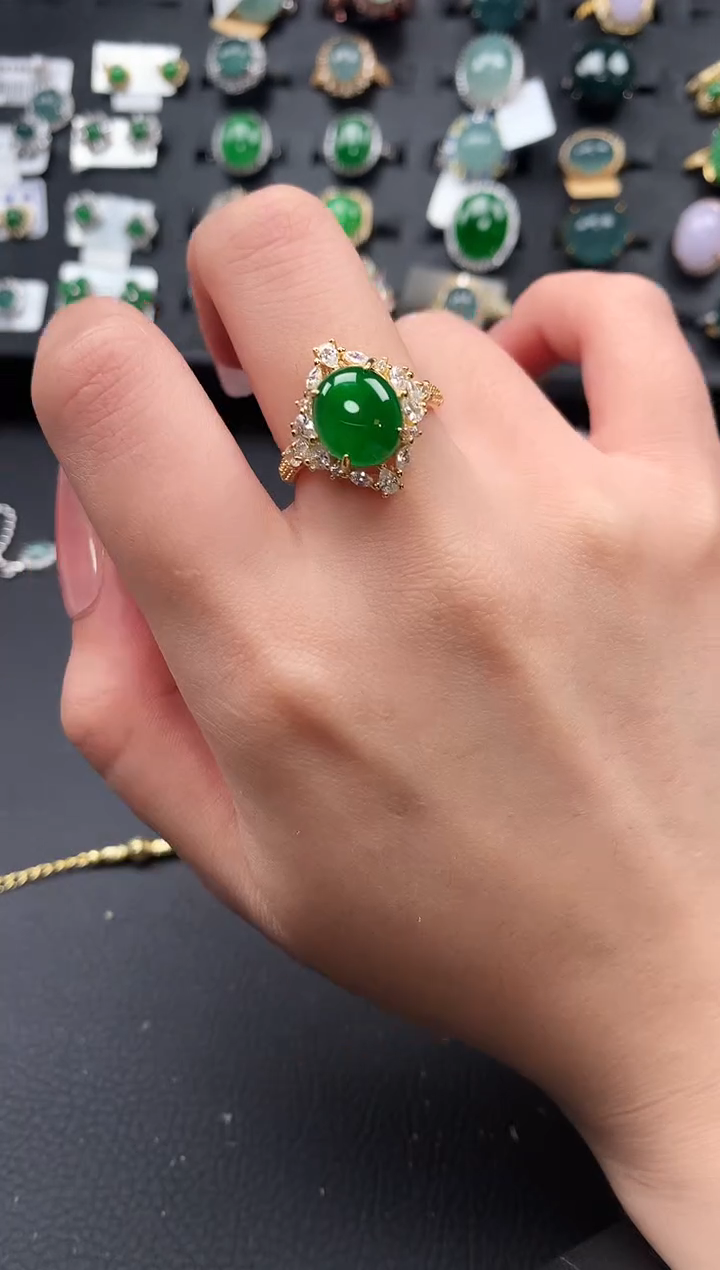 【闪购商品】翡翠戒指银S925镶嵌52141