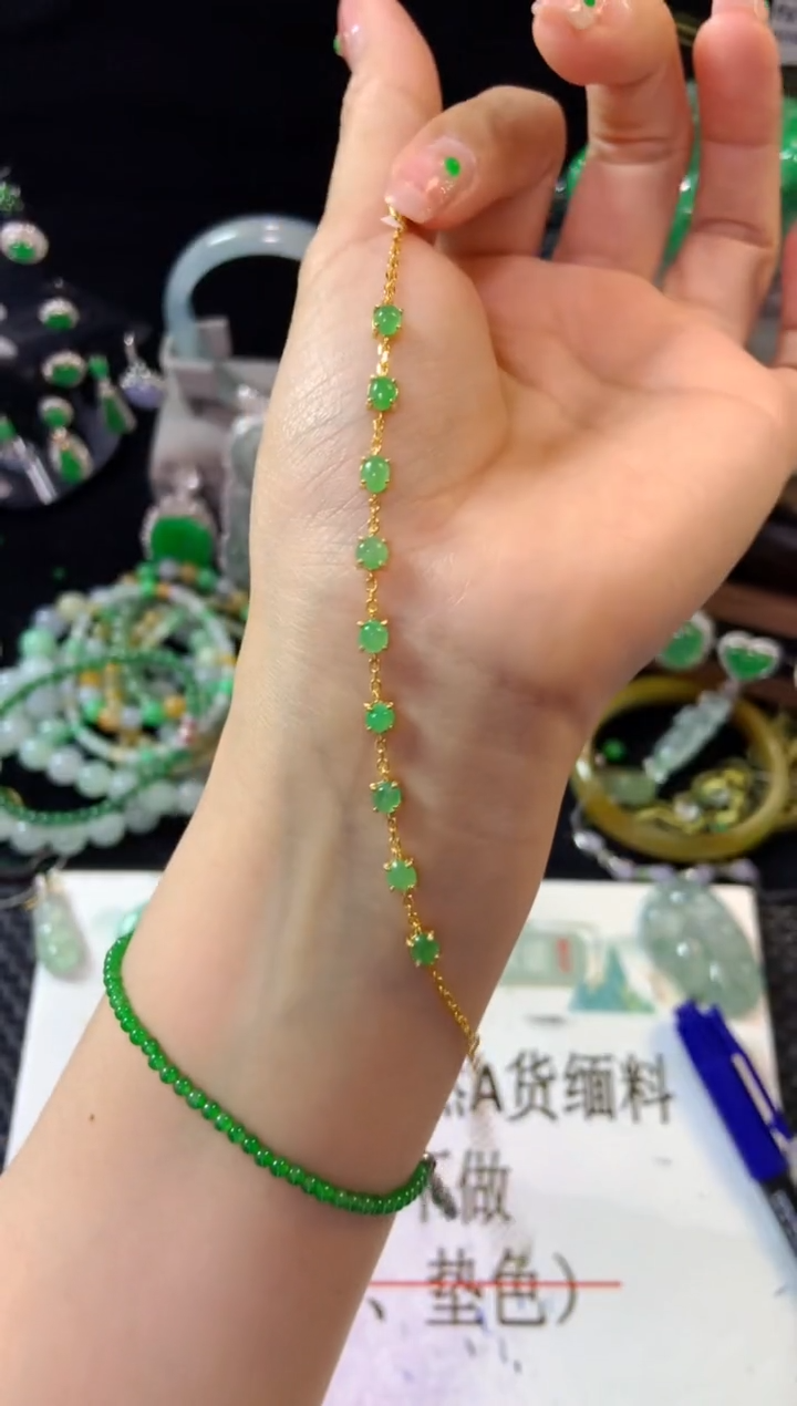 【闪购商品】翡翠手链银S925镶嵌翡翠
