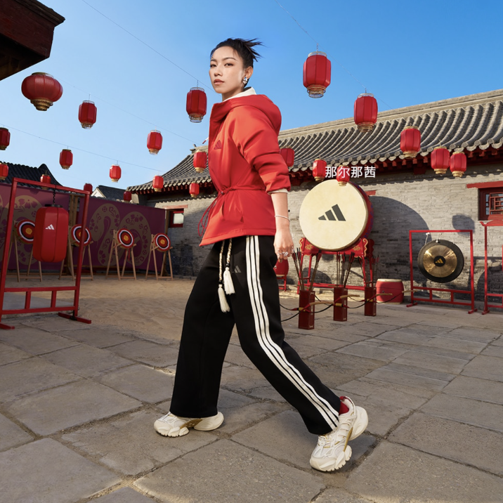 adidas/阿迪达斯「那尔那茜同款」高腰宽松阔腿运动直筒裤JZ1642