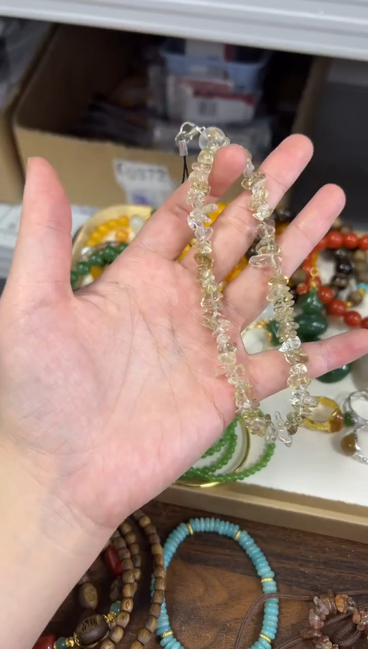 项链未镶嵌水晶黄水晶随行切片珠编制挂件[19]