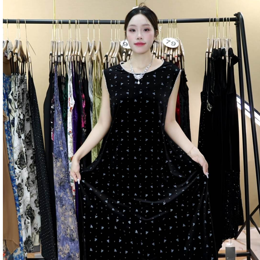 美希希家01-158号秋冬季新款时尚显瘦吊带连衣裙大码女装