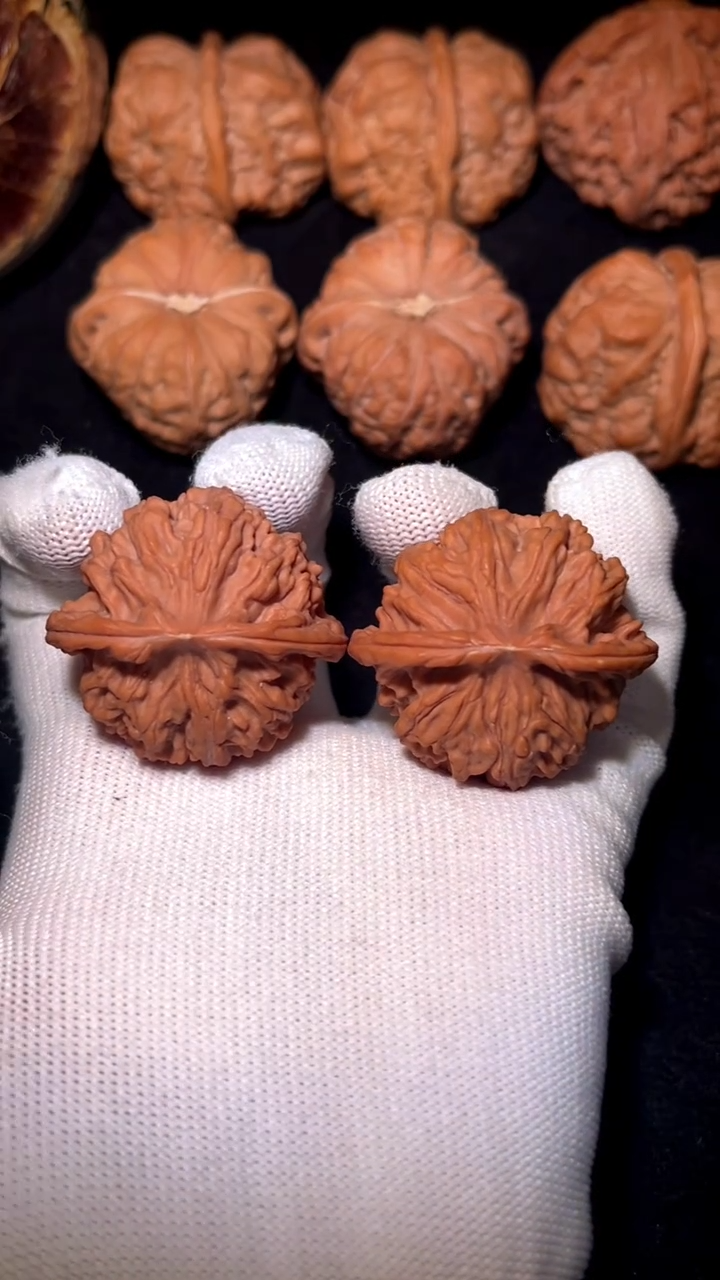 把件文玩核桃精品天地二爷帽复刻对39全品