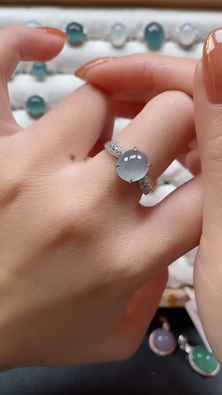 【闪购商品】翡翠戒指银S925镶嵌一物一证一礼盒