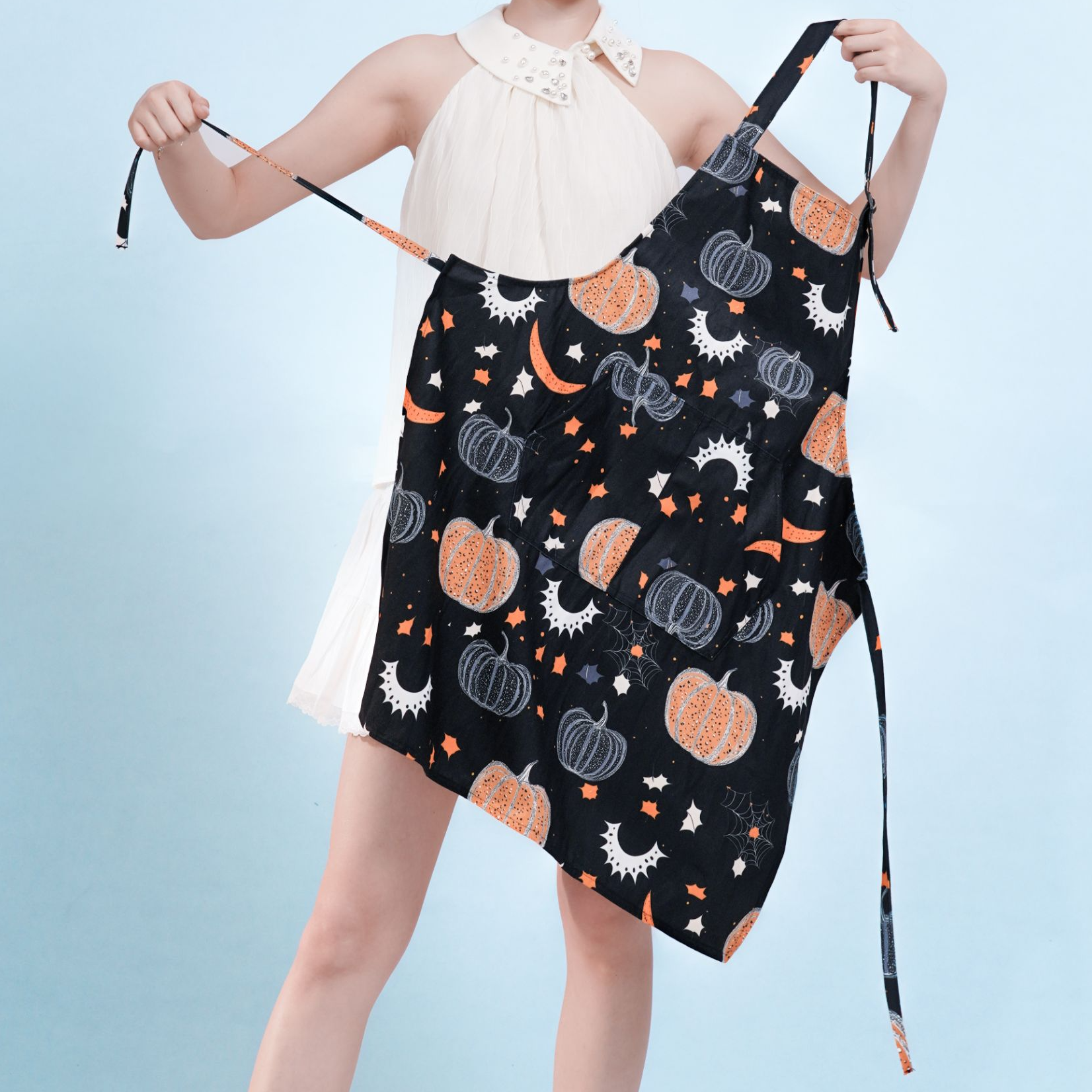 无则艺【围裙】星空南瓜原创小众简约印花时尚家用插画无袖围裙