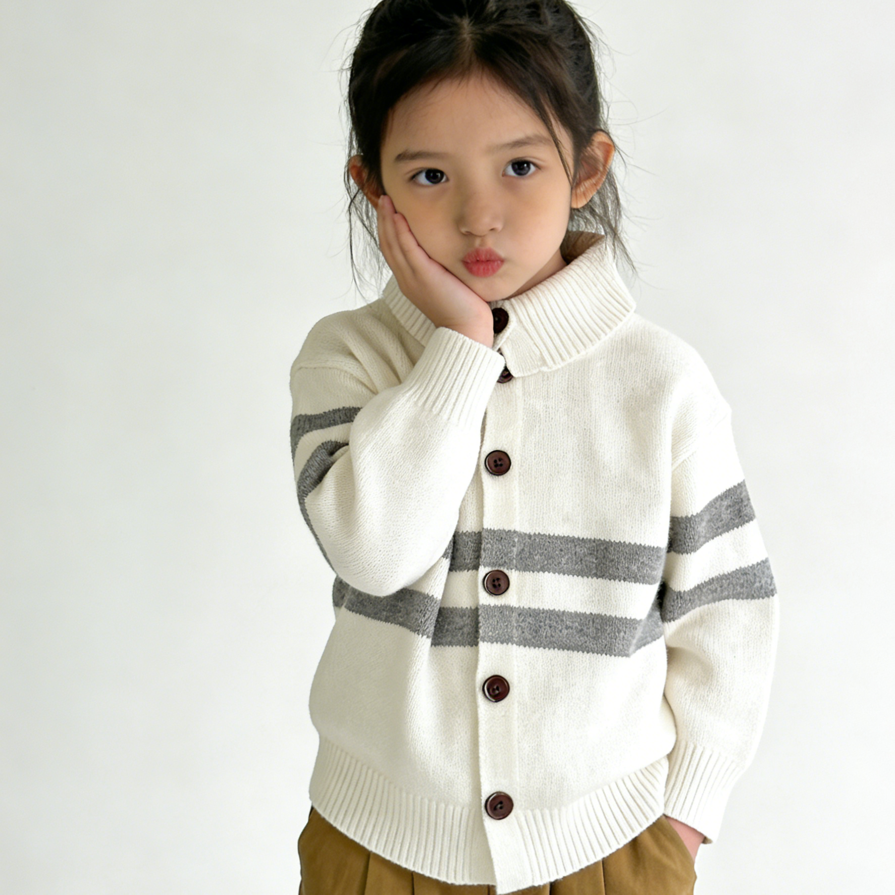 【好穿点】秋冬新款男女中小童100棉百搭休闲针织衫