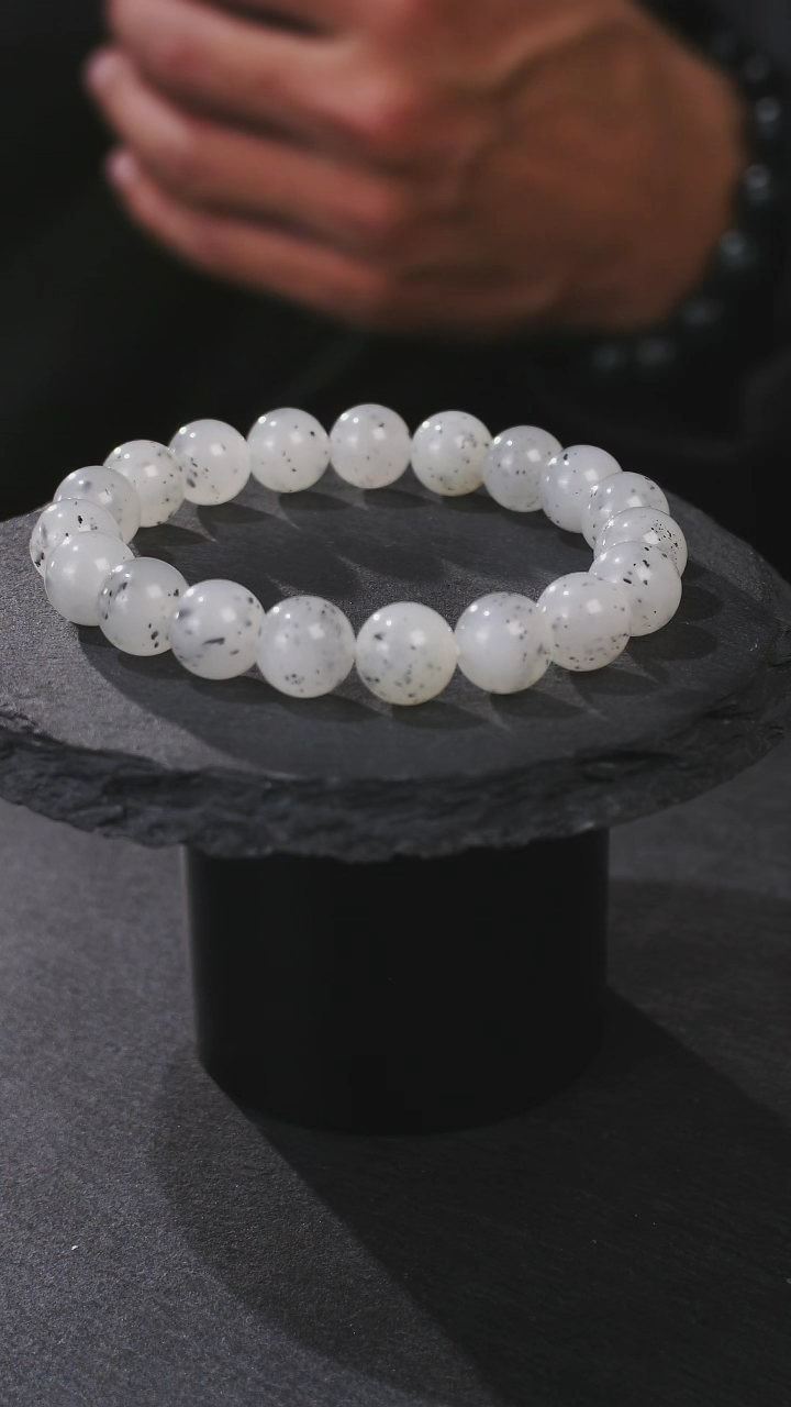 【闪购商品】和田玉手串未镶嵌和田玉点墨青花单圈卡10