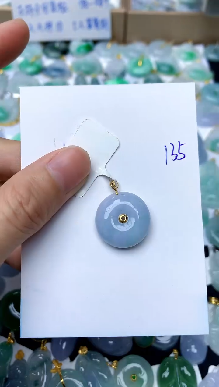 【闪购商品】翡翠颈饰18K金镶嵌135天然A货翡翠