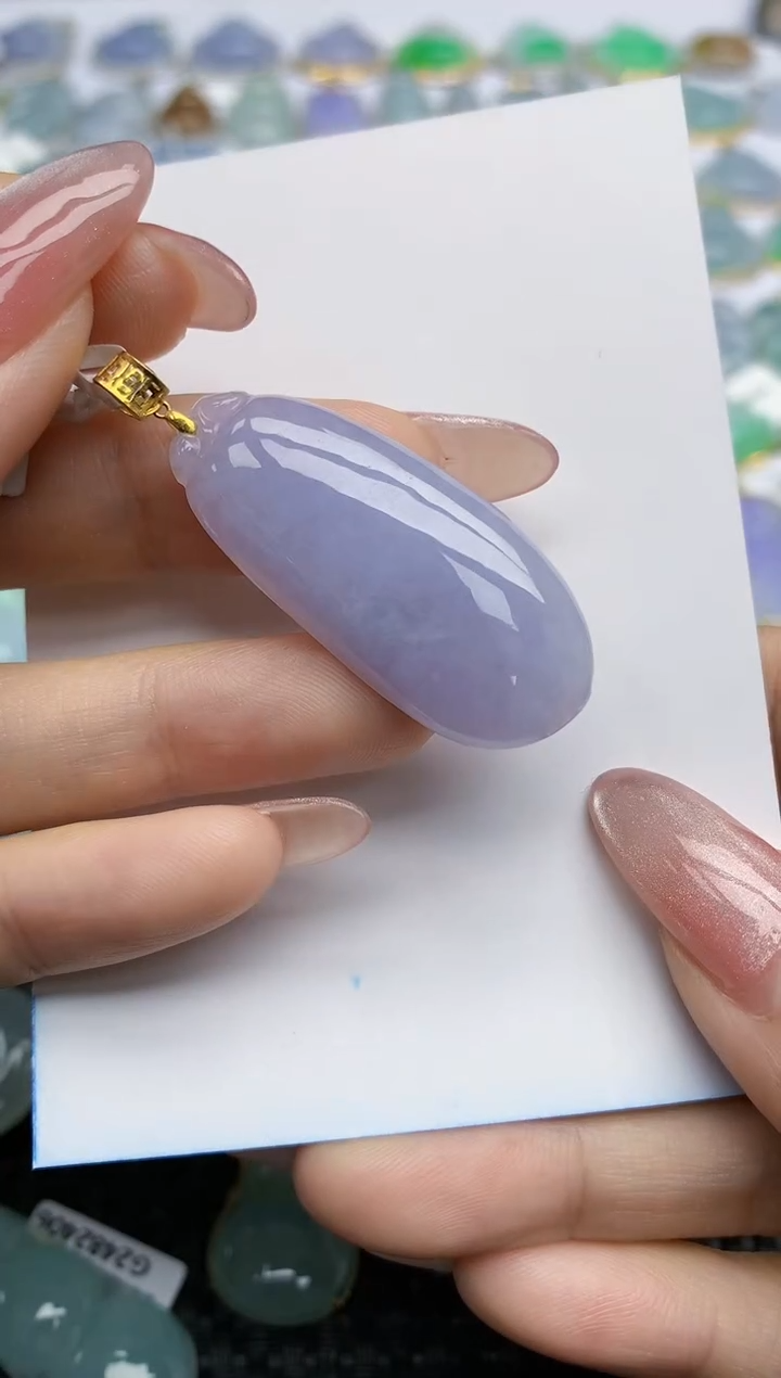 【闪购商品】翡翠挂件18K金镶嵌天然翡翠A货