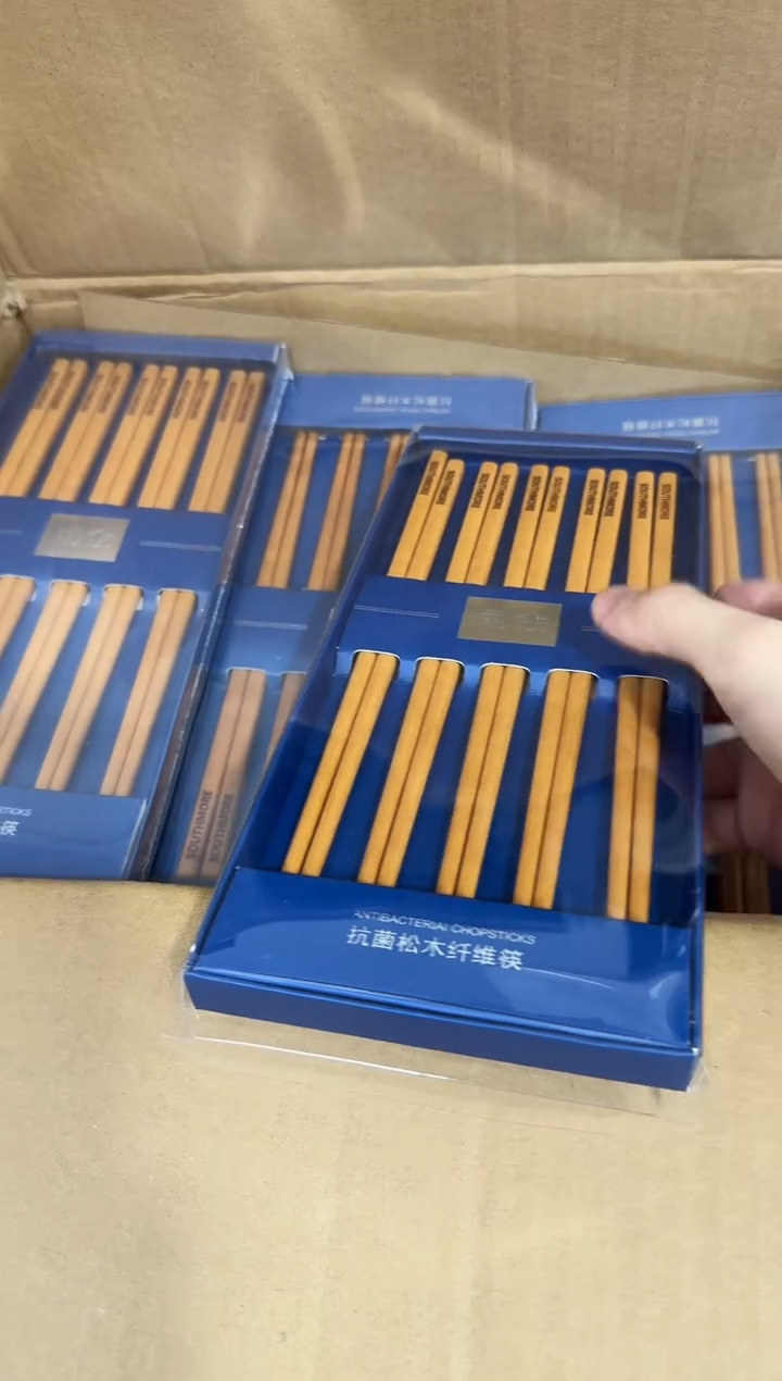 瓷片松木纤维筷子5双装