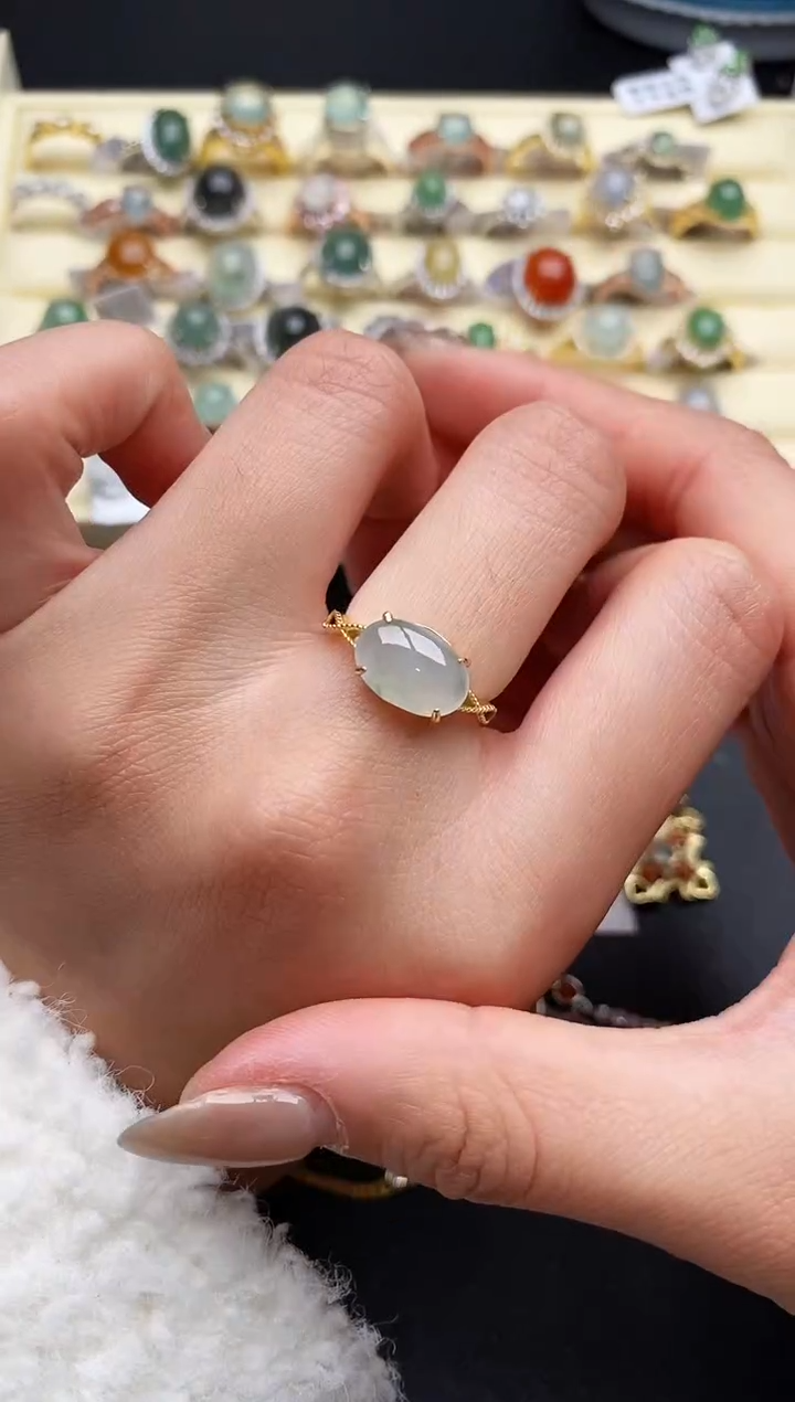 【闪购商品】翡翠戒指银S925镶嵌8888888+2