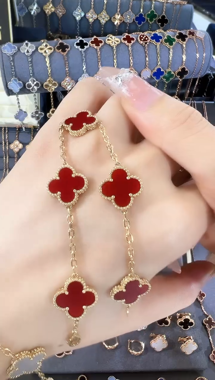 【闪购商品】玛瑙/玉髓手链18K金镶嵌18K黄红玛瑙手链