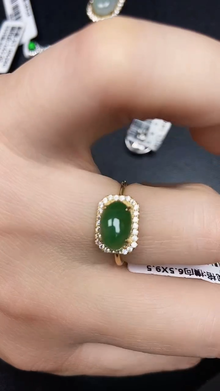 银S925镶嵌戒指翡翠1190