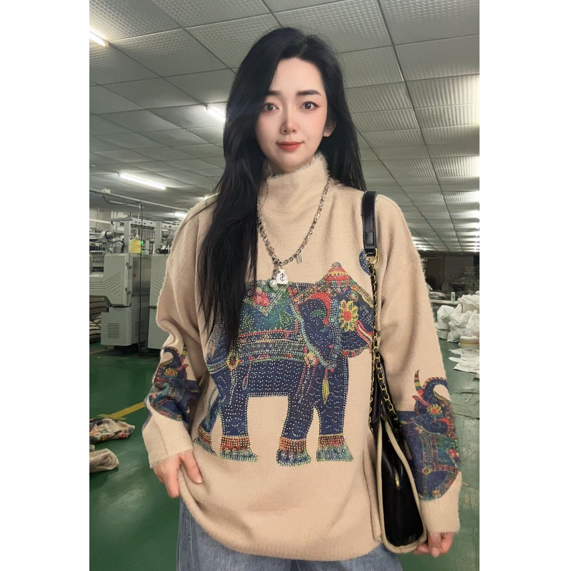 【吉祥如意】2025秋冬洋气保暖加绒针织衫80-180斤宽松休闲百搭