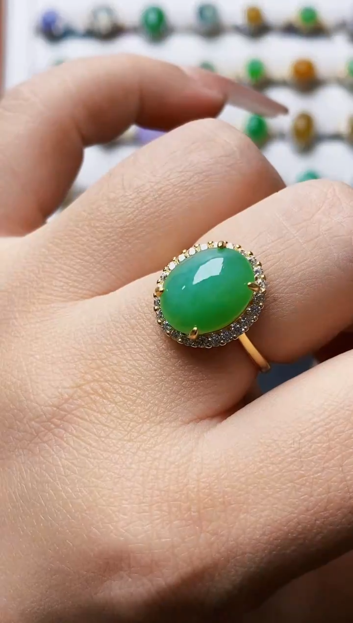 银S925镶嵌戒指翡翠4577