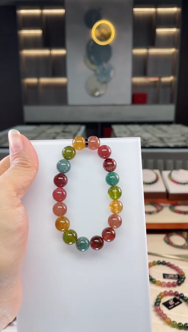 未镶嵌老矿碧玺彩虹单圈手串10mm+碧玺（多样性发一条）Q
