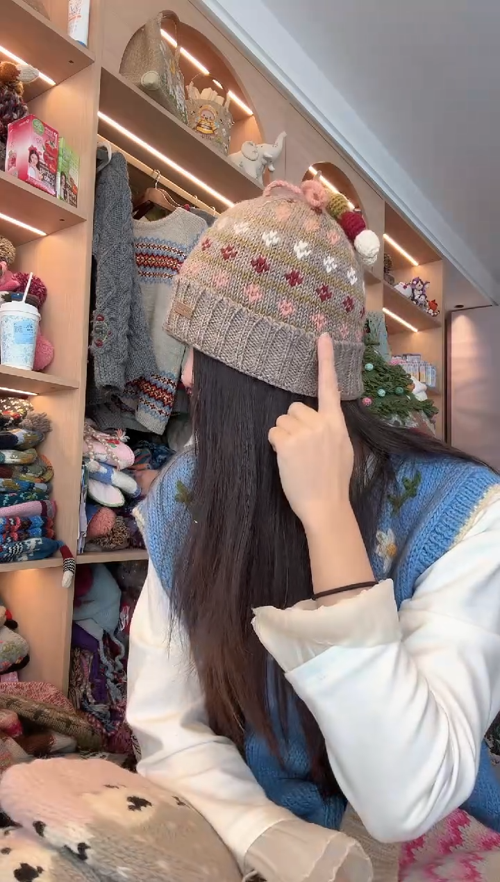 羊毛灰色好事发生羊毛帽
