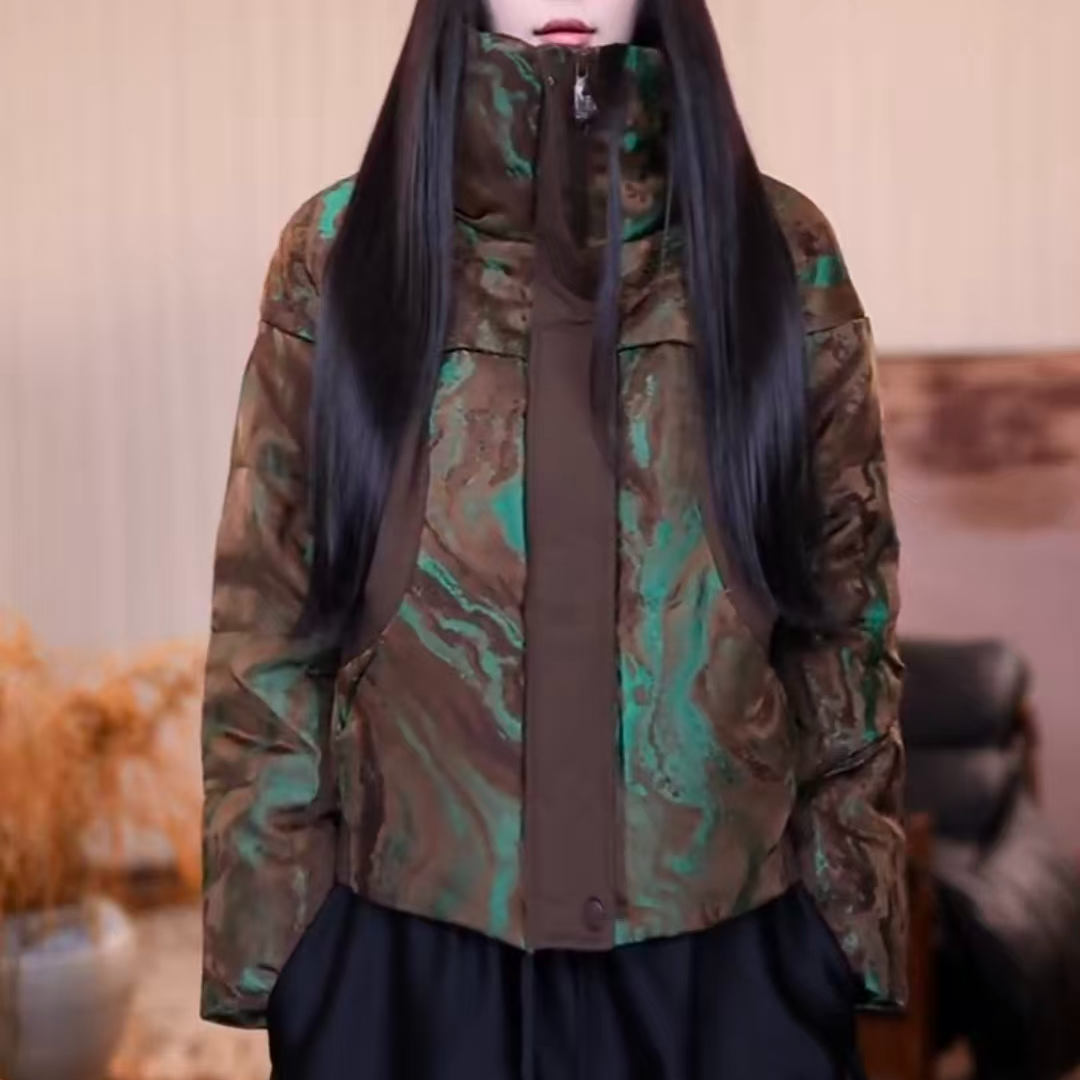 『可溪』新中式桑蚕丝休闲显瘦气质时尚宽松羽绒服