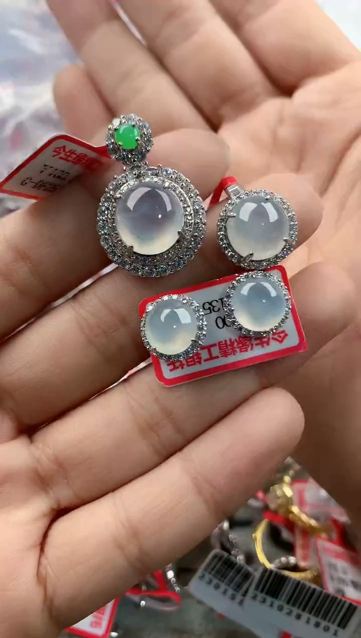 银S925镶嵌戒指翡翠10              5