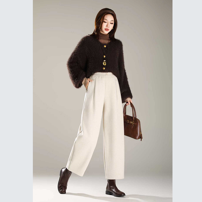 倪妍裳【K555】新款时尚九分羊毛裤