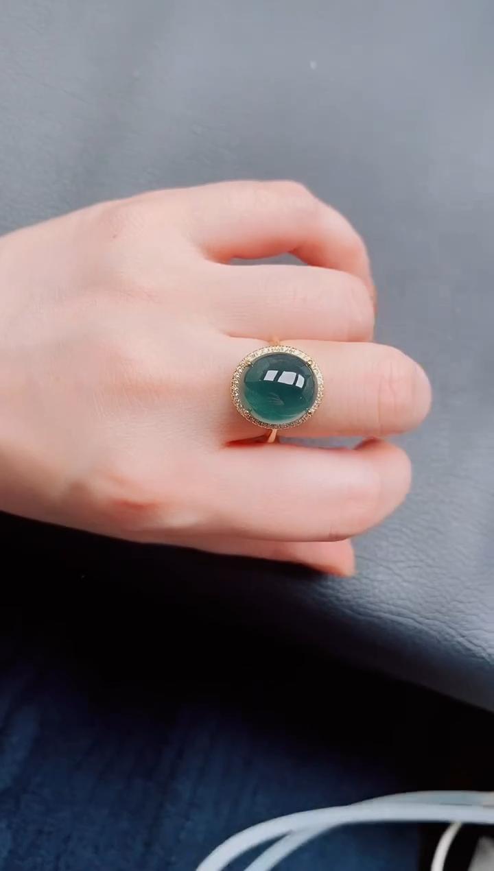 【闪购商品】翡翠戒指银S925镶嵌天然a货翡翠212