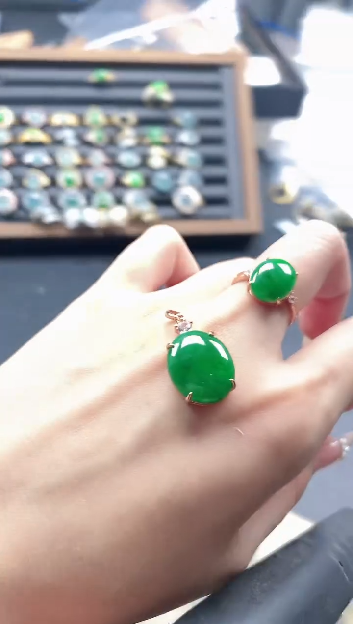 银S925镶嵌戒指翡翠5115