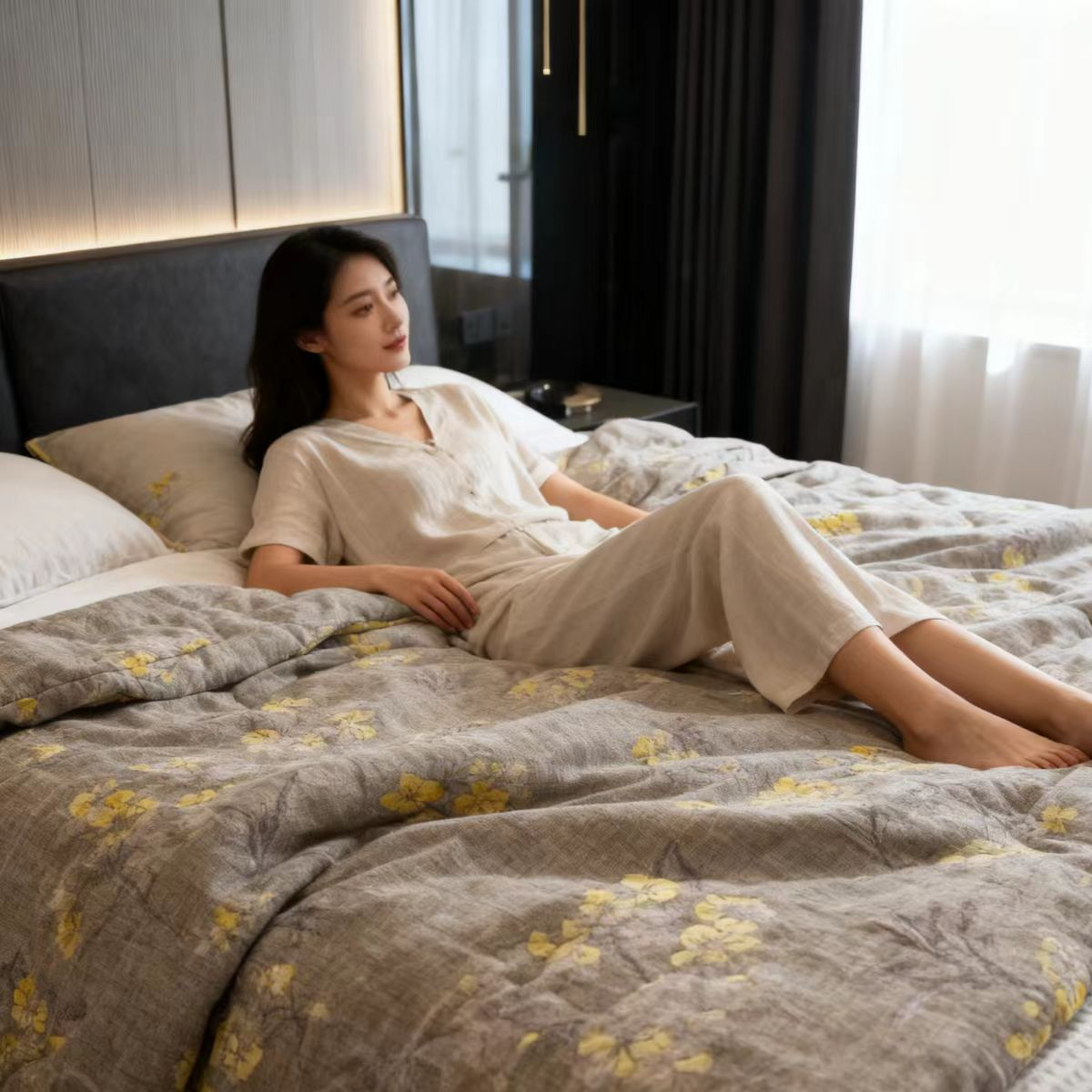 【无边】水云间-卡其色顶奢四季被1.5*2米（3.5斤左右）