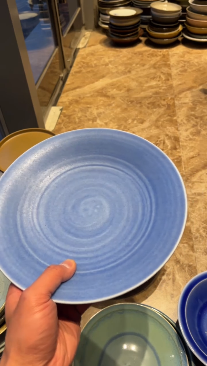 【闪购商品】瓷片287  汝蓝手工厚饼盘1个