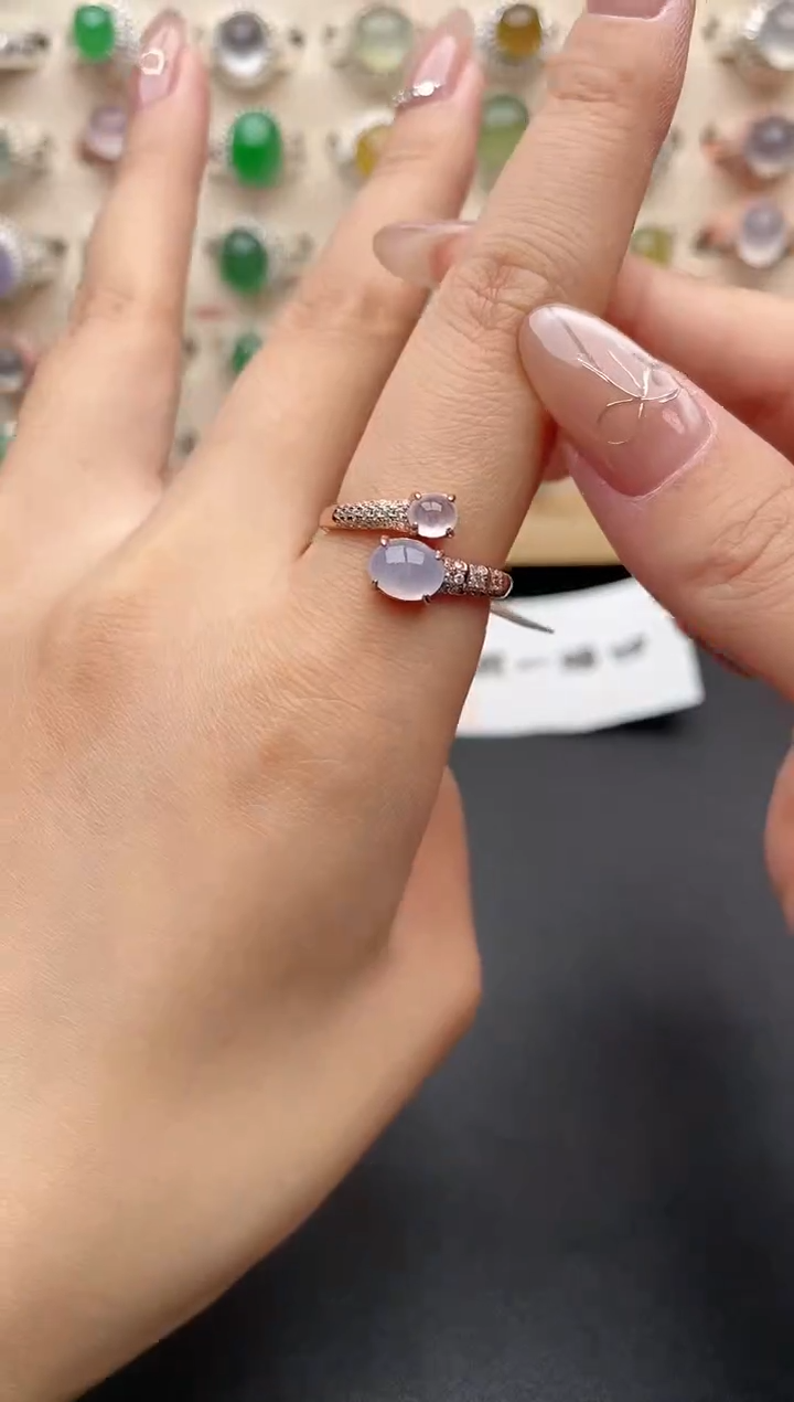 【闪购商品】翡翠戒指银S925镶嵌一物一证一礼盒