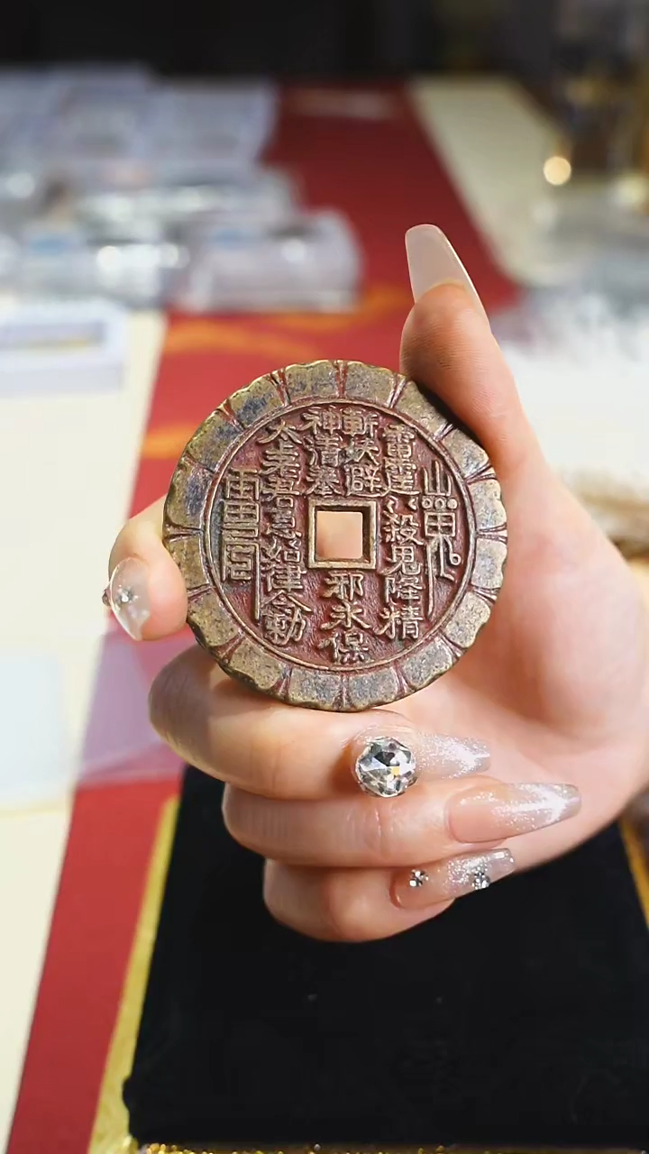 【闪购商品】铜元宝纹方孔山花5.3cm/0687