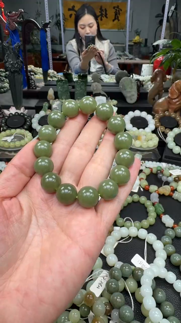未镶嵌手串和田玉新疆若羌青黄口卡14
