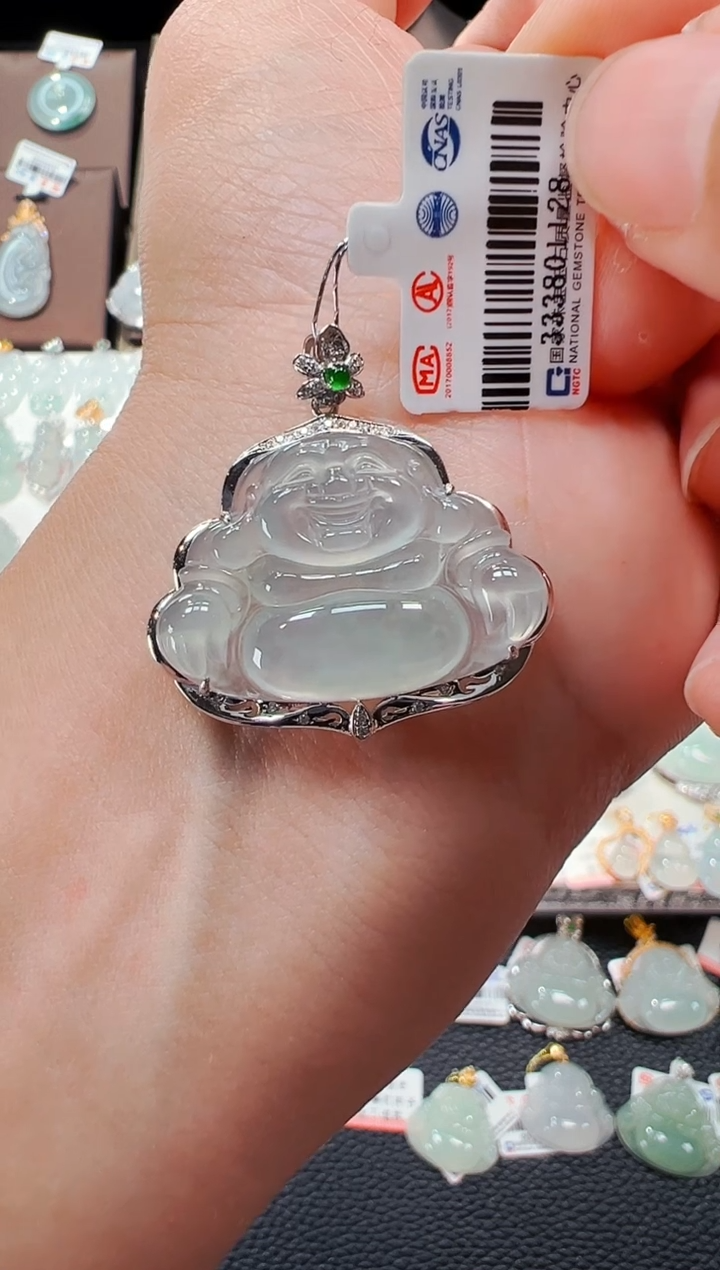 【闪购商品】翡翠吊坠(不含链)18K金镶嵌佛公吊坠128