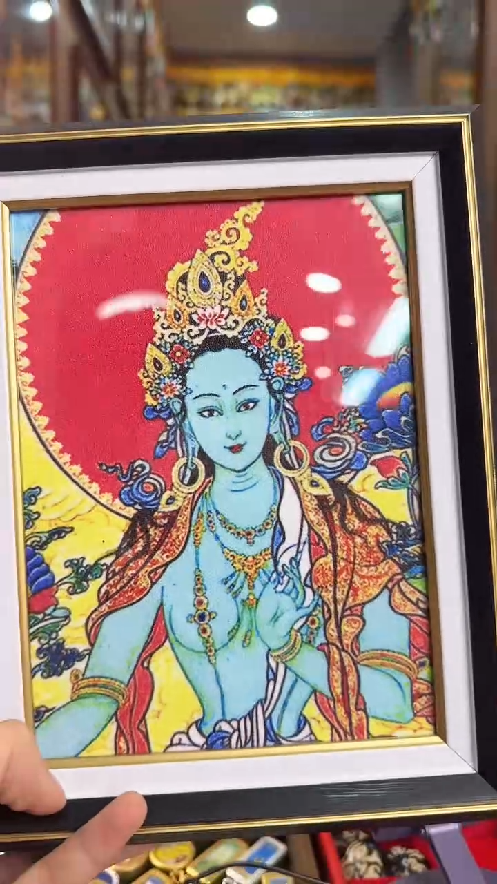 吊坠绿度母宝石画摆台