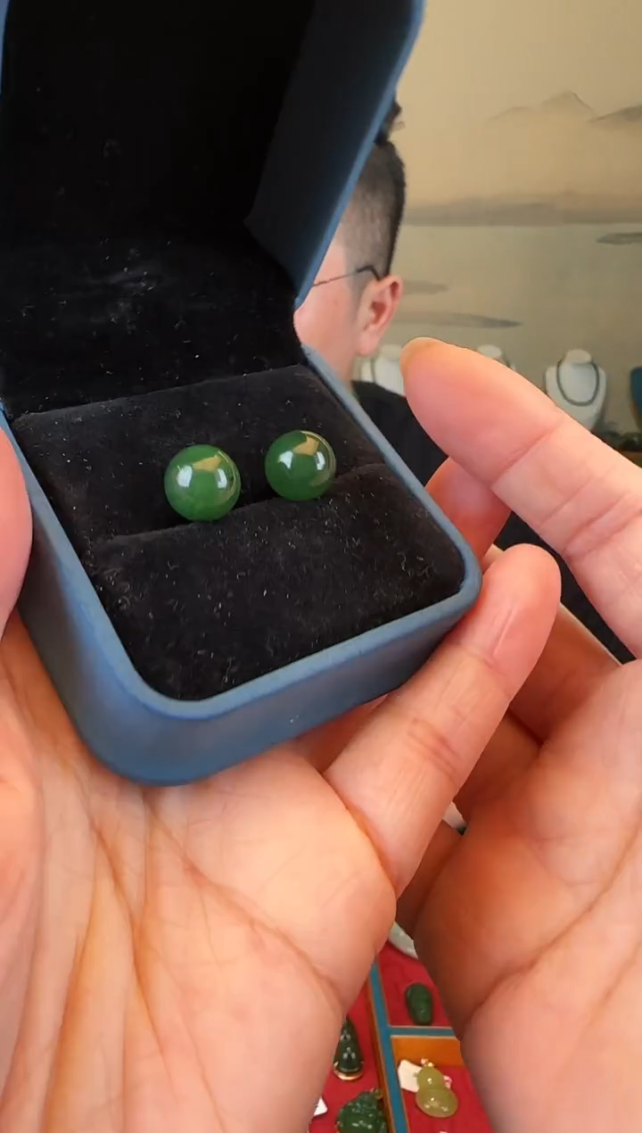 银S925镶嵌和田玉耳饰卡10