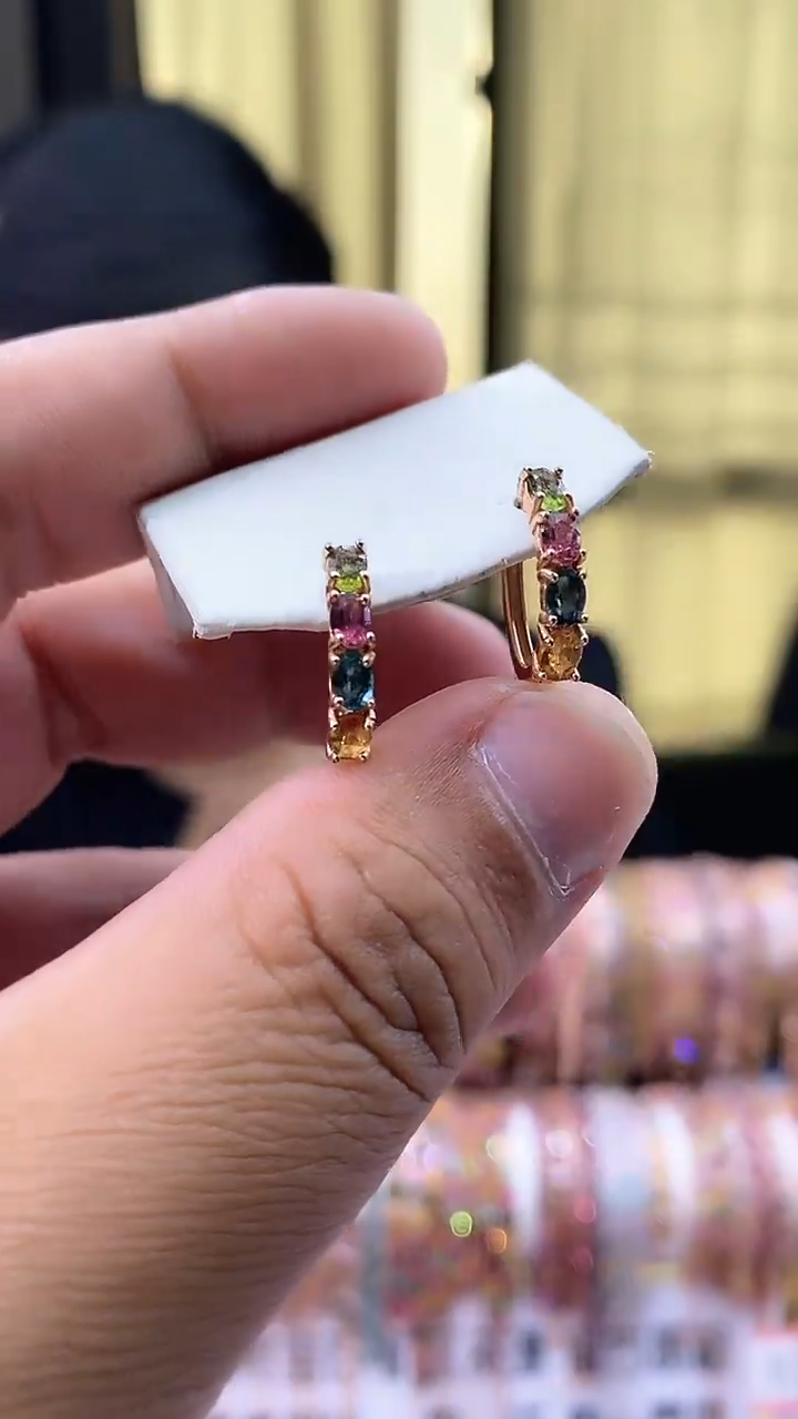 耳扣银S925镶嵌碧玺4523354354354345