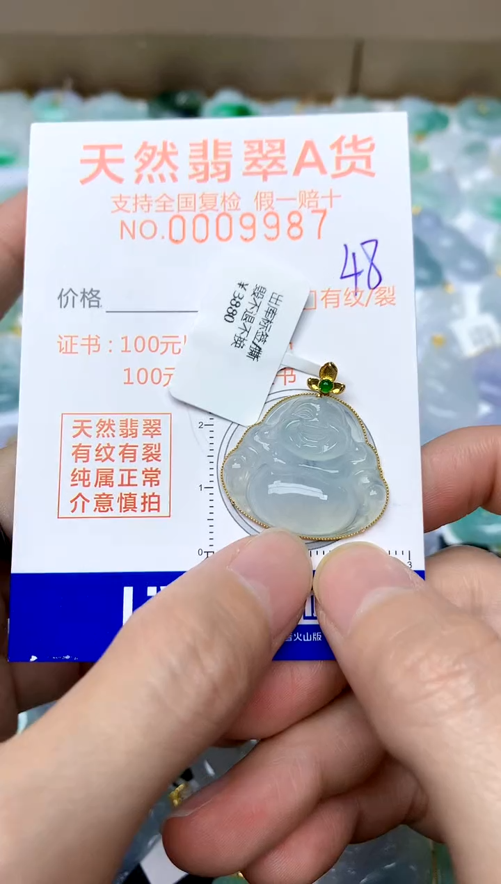 【闪购商品】翡翠颈饰18K金镶嵌48天然A货翡翠