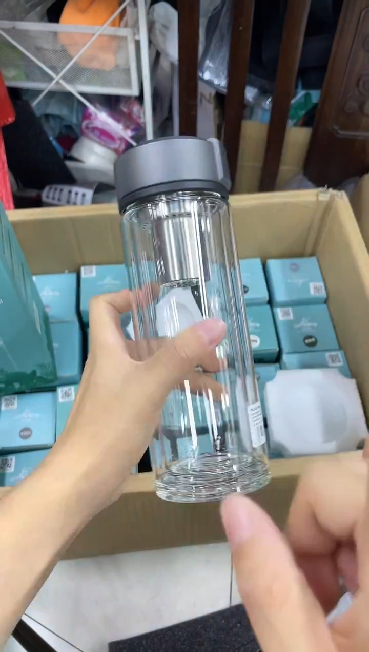 高硼硅玻璃无手柄款象家双层v262-480ml灰